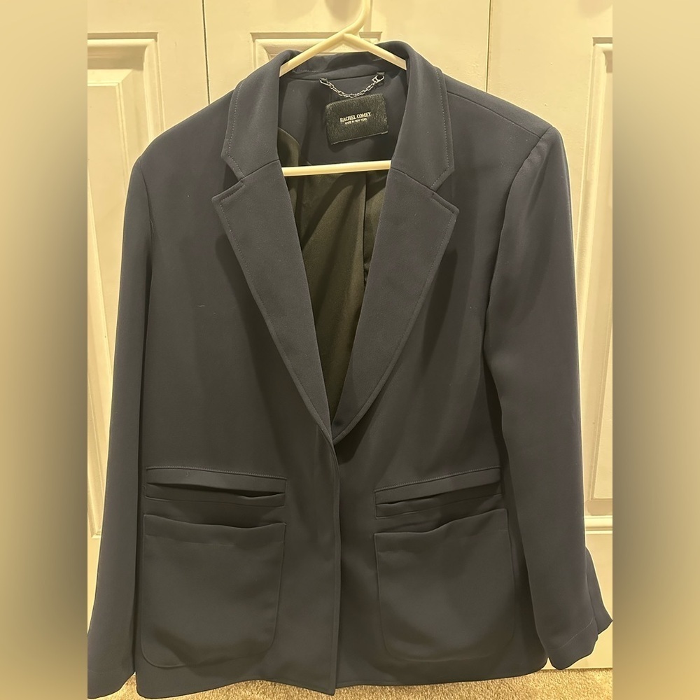 Rachel Comey Andes Blazer Double Georgette Navy size 4 NY Designer Chic